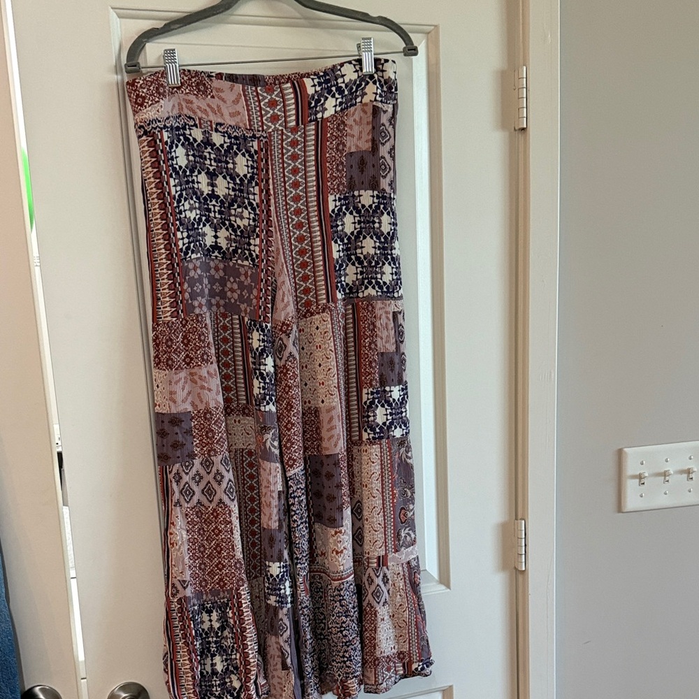 Easel Boho Patchwork Maxi Skirt - Multicolor